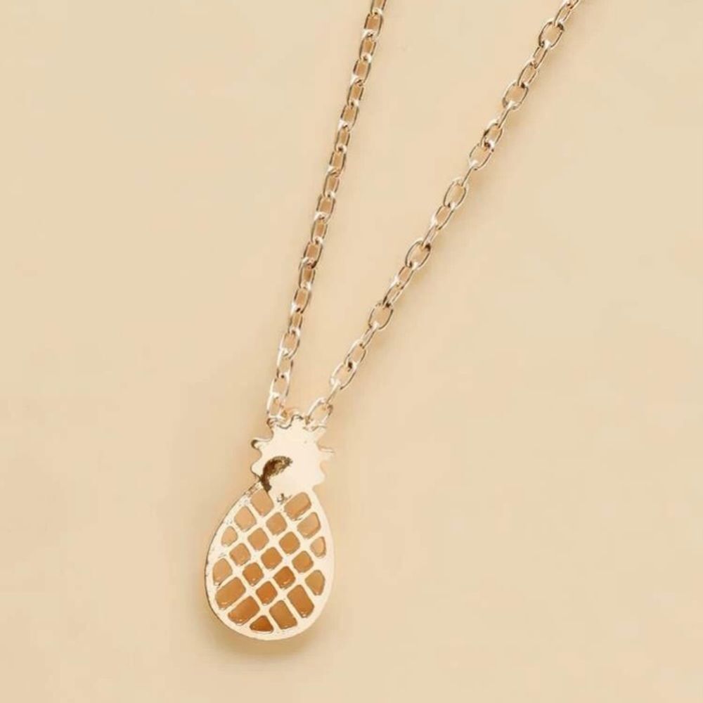 Rose Gold Pineapple Pendant Necklace Minimalist Design